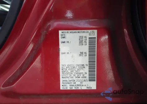 2013 Nissan Altima 2.5 S from USA, damaged, VIN 1N4AL3AP5DC215165